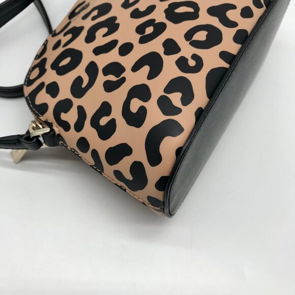 Kate Spade Tan & Black Leather Kali Leopard Print Dome Crossbody - Picture 9 of 10